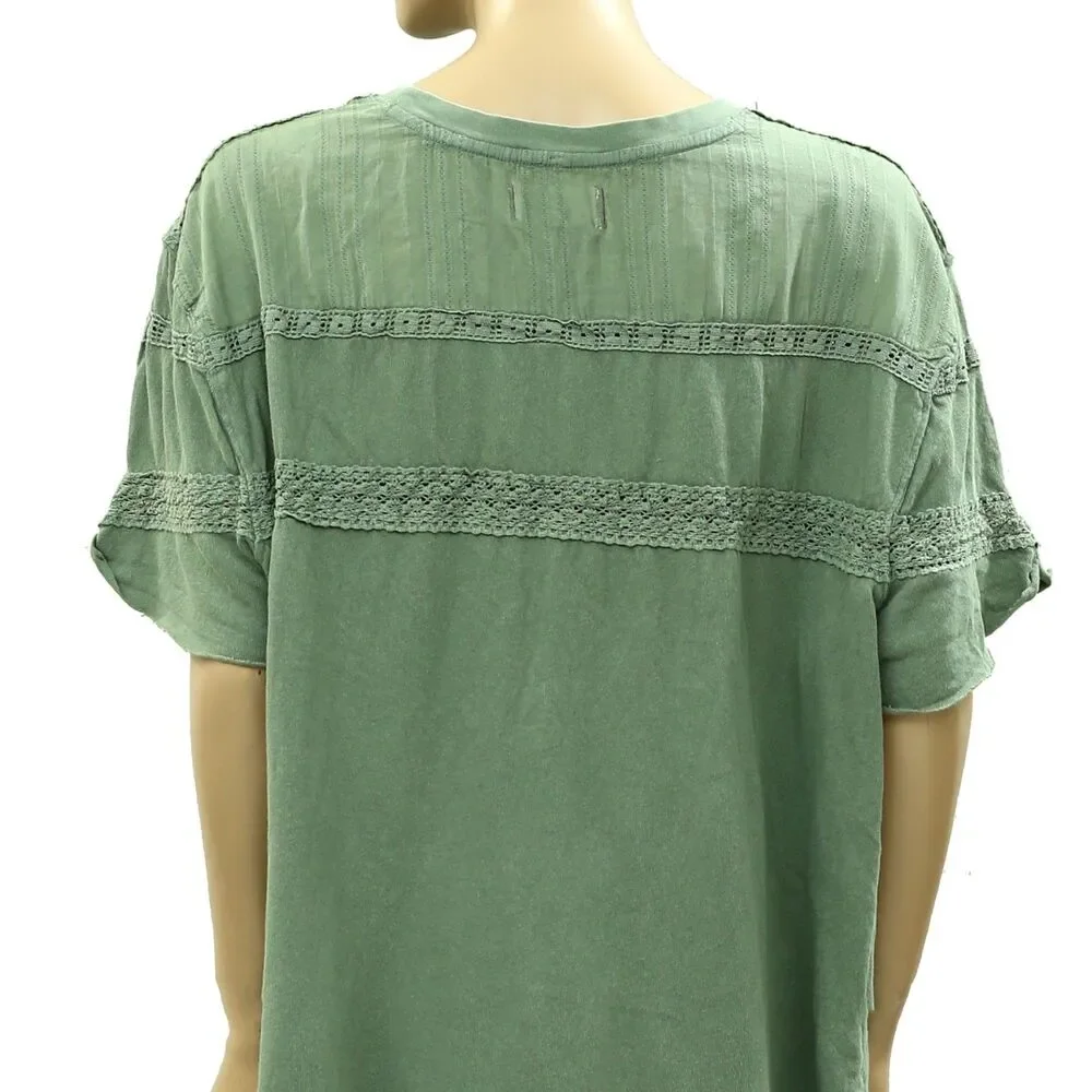 Free People We The Free Dorothy Tee Tunic Top Oversized Lace Green M 286488 - Picture 6 of 7